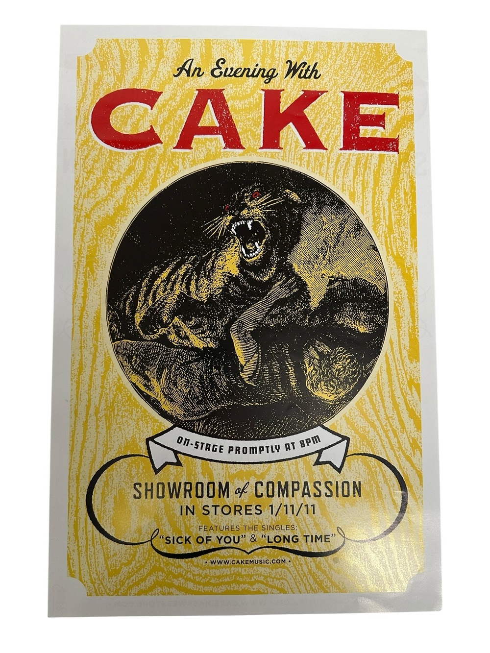CAKE / Showroom of Compassion / Original January 11th, 2011 Album Release Poster